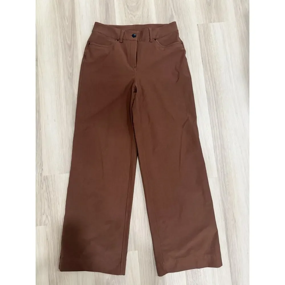 Lululemon City Sleek 5 Pocket Wide Leg High Rise Pant Size 28 Roasted Brown